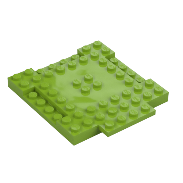 PLATE 8X8X6,4, 3 CUT OUT, 1 WING