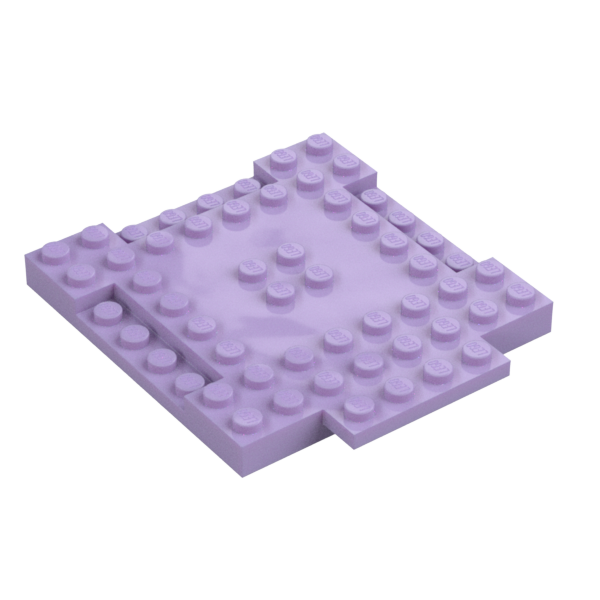PLATE 8X8X6,4, 3 CUT OUT, 1 WING