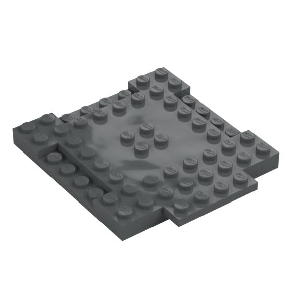 PLATE 8X8X6,4, 3 CUT OUT, 1 WING