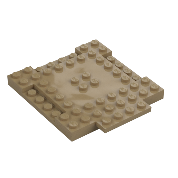 PLATE 8X8X6,4, 3 CUT OUT, 1 WING