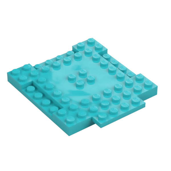 PLATE 8X8X6,4, 3 CUT OUT, 1 WING